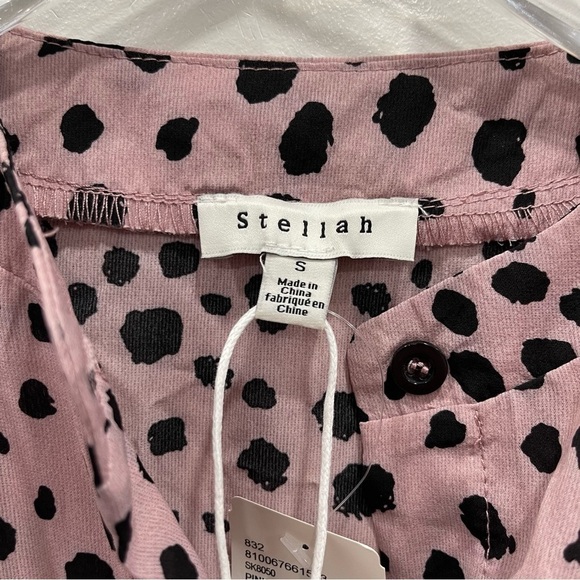 Stellah Printed Smocked Waist Mini Dress Flounce Hem Size Small - Picture 8 of 13